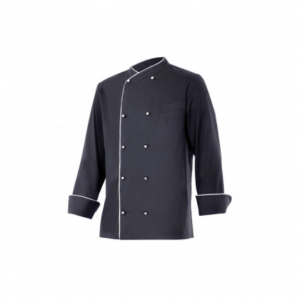 chaqueta cocina doble botonadura negro blanco